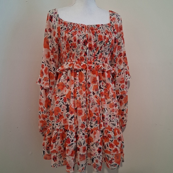 MISA Los Angeles Asra Red Floral Puff Sleeve Dress | US Size Medium - Picture 2 of 14